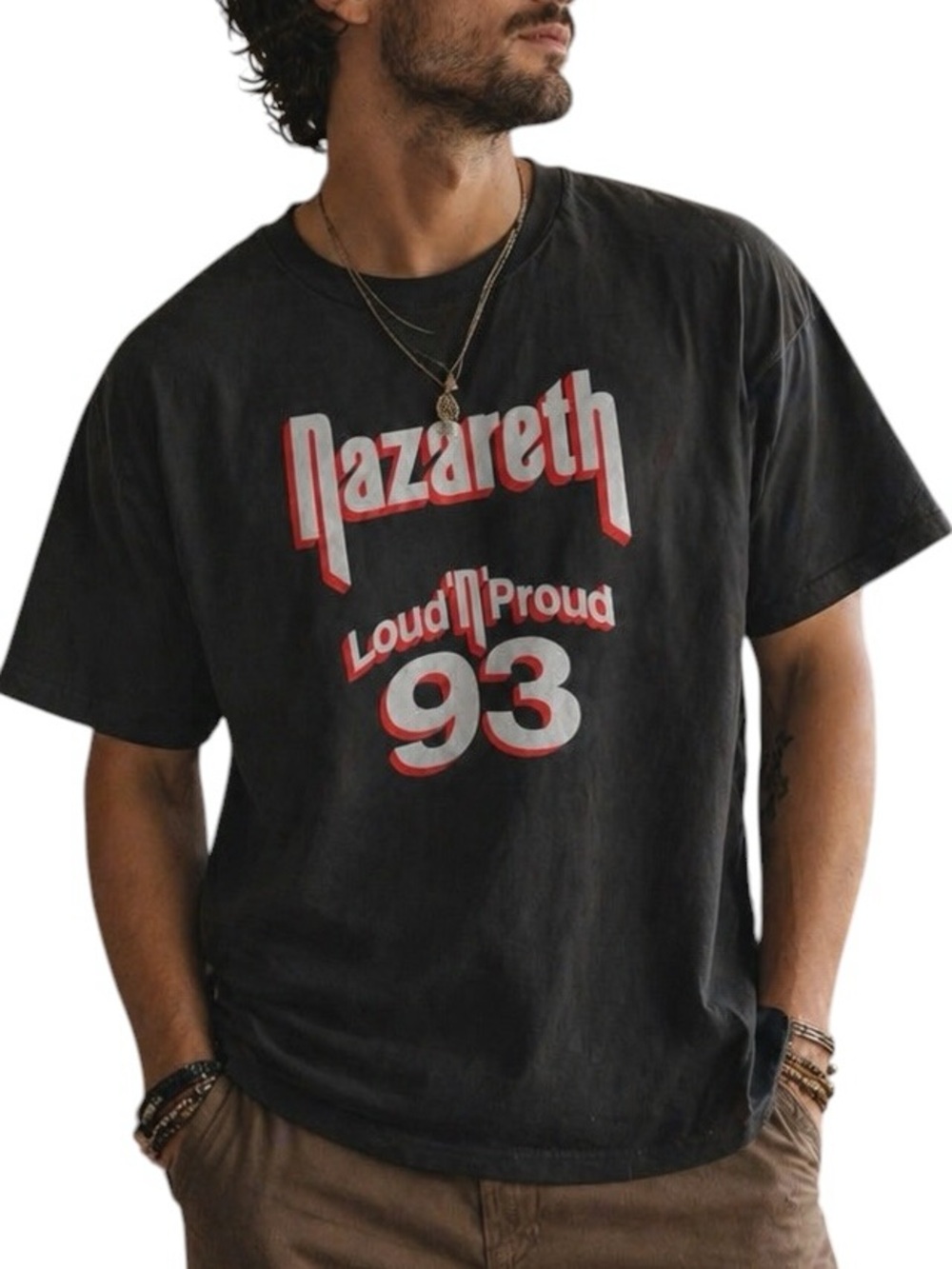 Vintage Nazareth 1993 World Tour Band Tee Loud ’N Proud Black Graphic XL